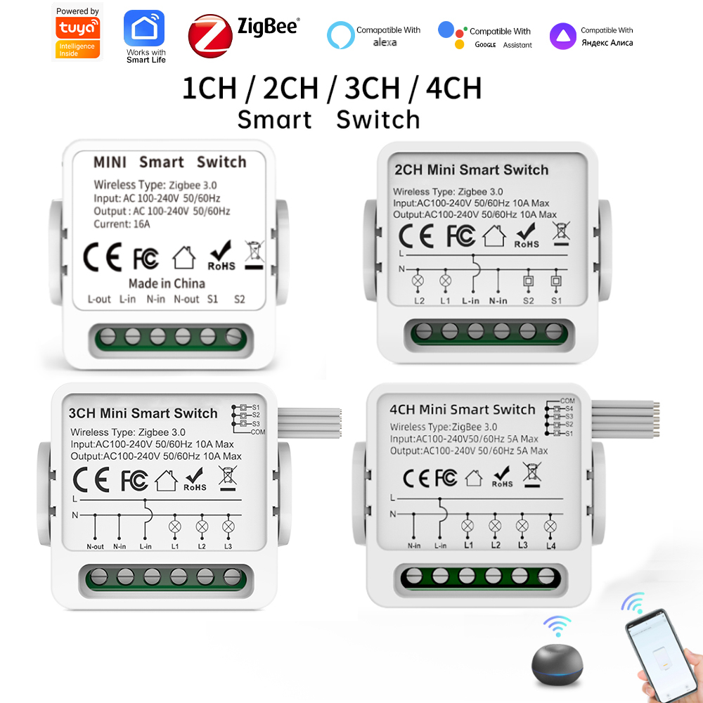 Smart Home Voice Assistant - Tuya Zigbee 3.0 Smart Switch 1/2/3/4-weg