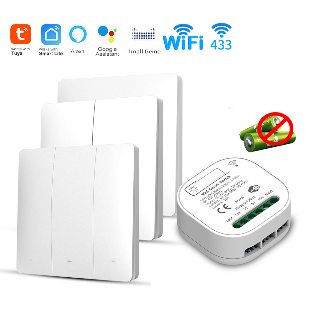 Smart Home Wiz - Tuya WiFi slimme, zelfvoorzienende lichtschakelaar, kinetische