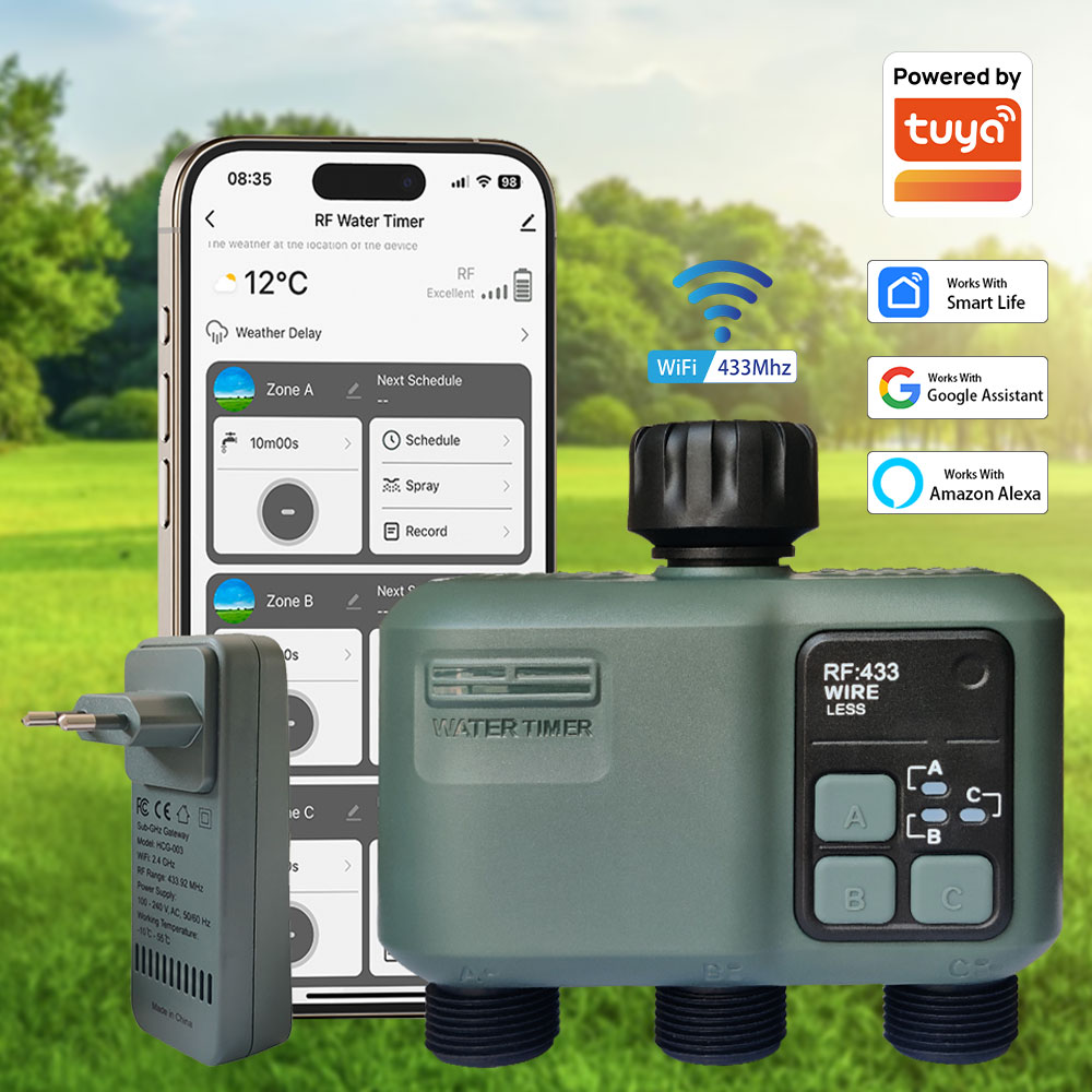 Wifi Smart Plug - Tuya Wifi+RF433 3-uitlaat watertimer tuin watertimer