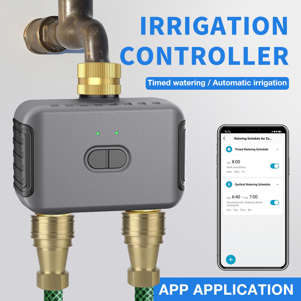 Smart Home System - Tuya 2-zone besproeiingstimer Tuin Automatische irrigatiecontroller